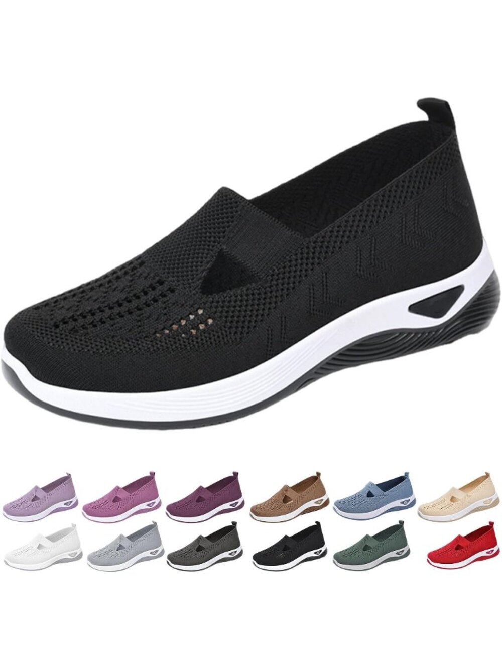 🆕Women's Black Orthopaedic Woven Breathable  Slip on Walking Shoes Sneakers